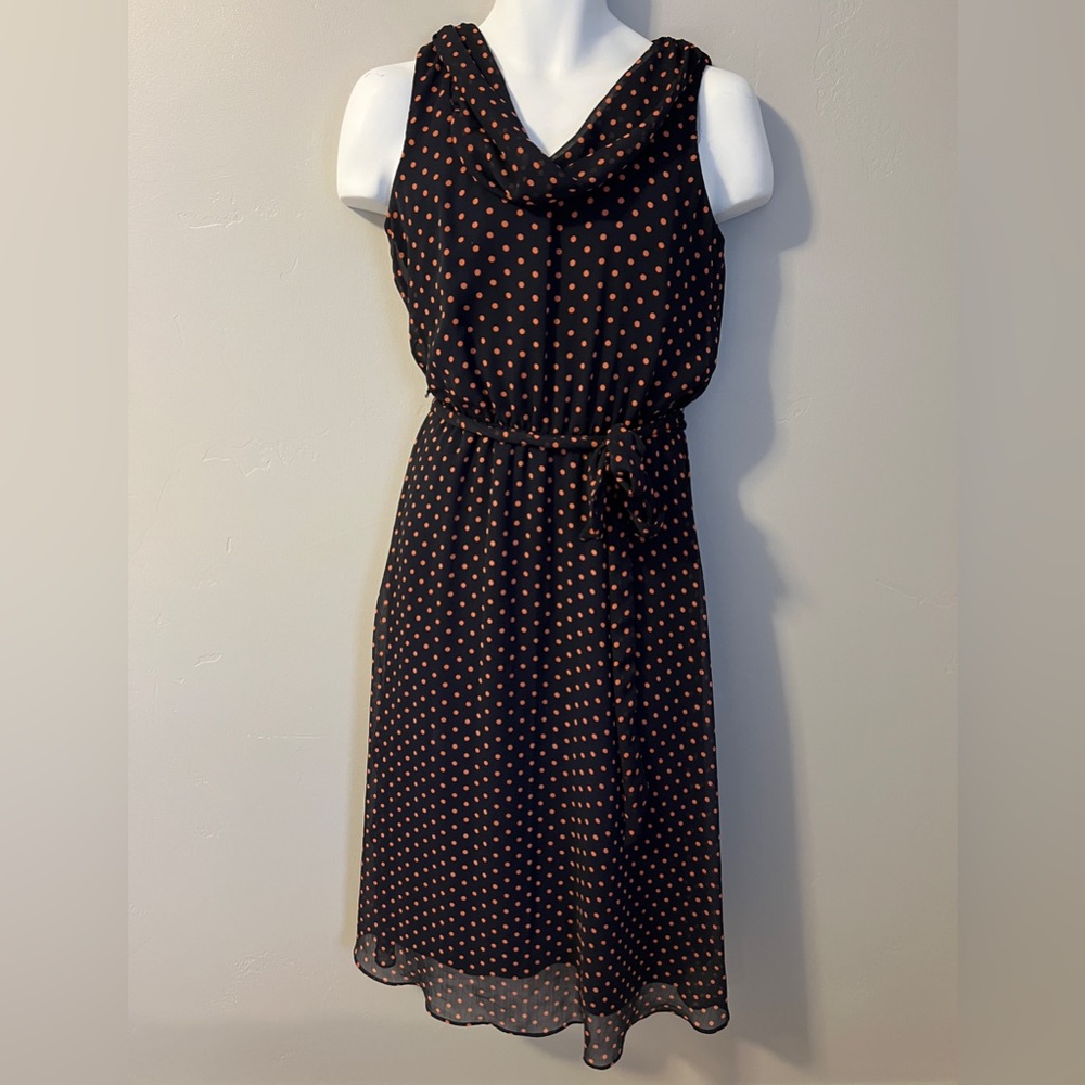 Dressbarn | Navy Polka Dot Midi Dress | Size 6